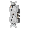 Hubbell Wiring Device-Kellems Straight Blade Devices, Receptacles, Duplex, Hubbell-Pro Heavy Duty, 2-Pole 3-Wire Grounding, 15A 125V, 5-15R, Office White, Isolated Ground. CR5252IGOW